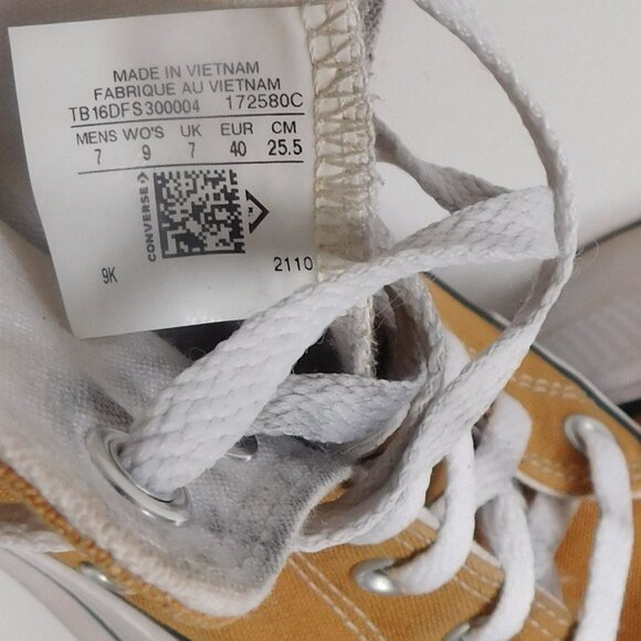 Converse Chuck Taylor All Star High Top Canvas Sneakers Gold Womens 9 Mens 7 - Picture 8 of 8